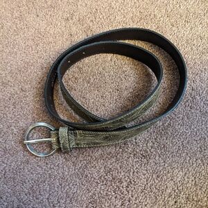 Bergé Beige Italian Leather Textured Belt New